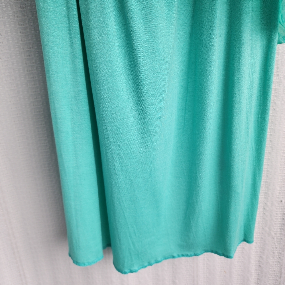 EUC  100% SILK TURQUOISE MAXI DRESS WITH JEWEL EMBELLISHMENTS - SIZE SMALL - Picture 6 of 10